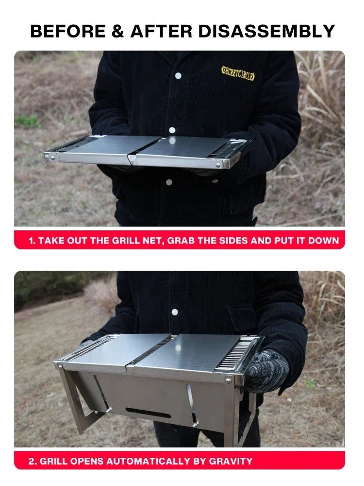 Outdoor Stainless Steel Folding Barbecue Stove