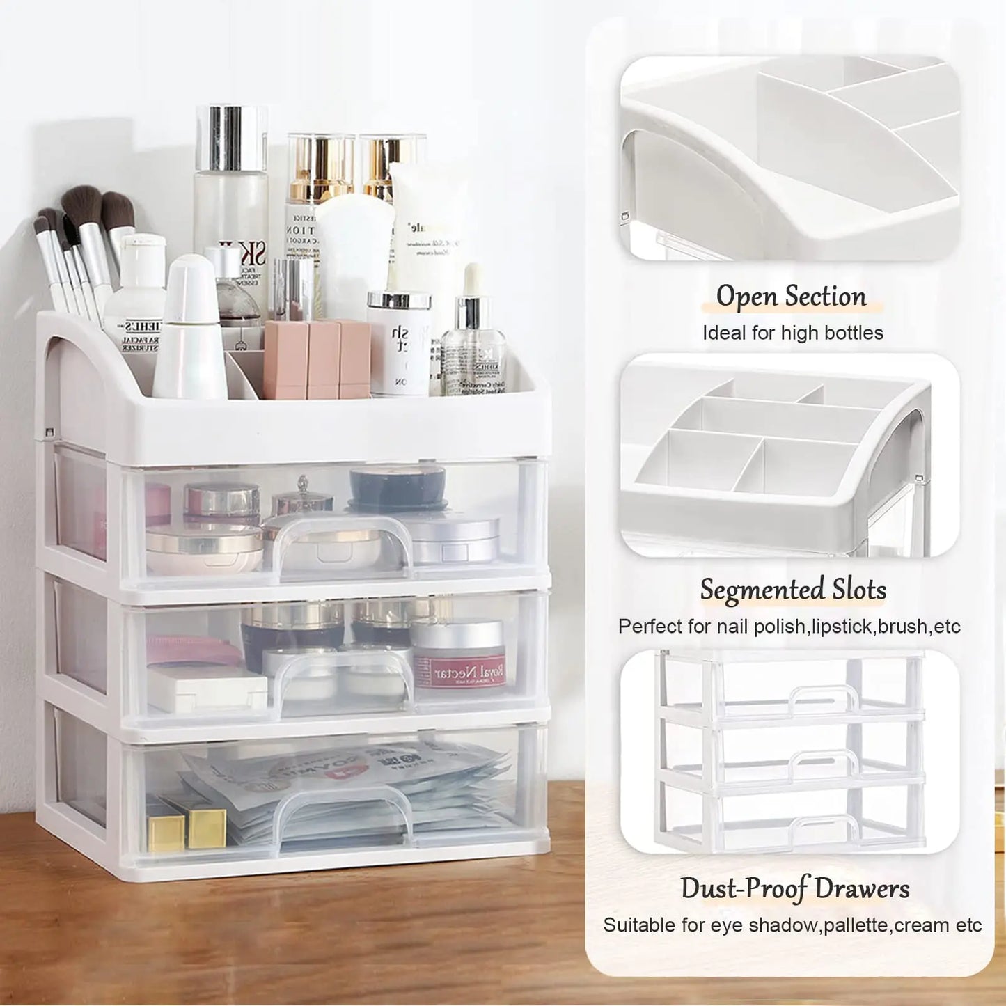 Skincare Desktop Storage Box with 3 Drawers