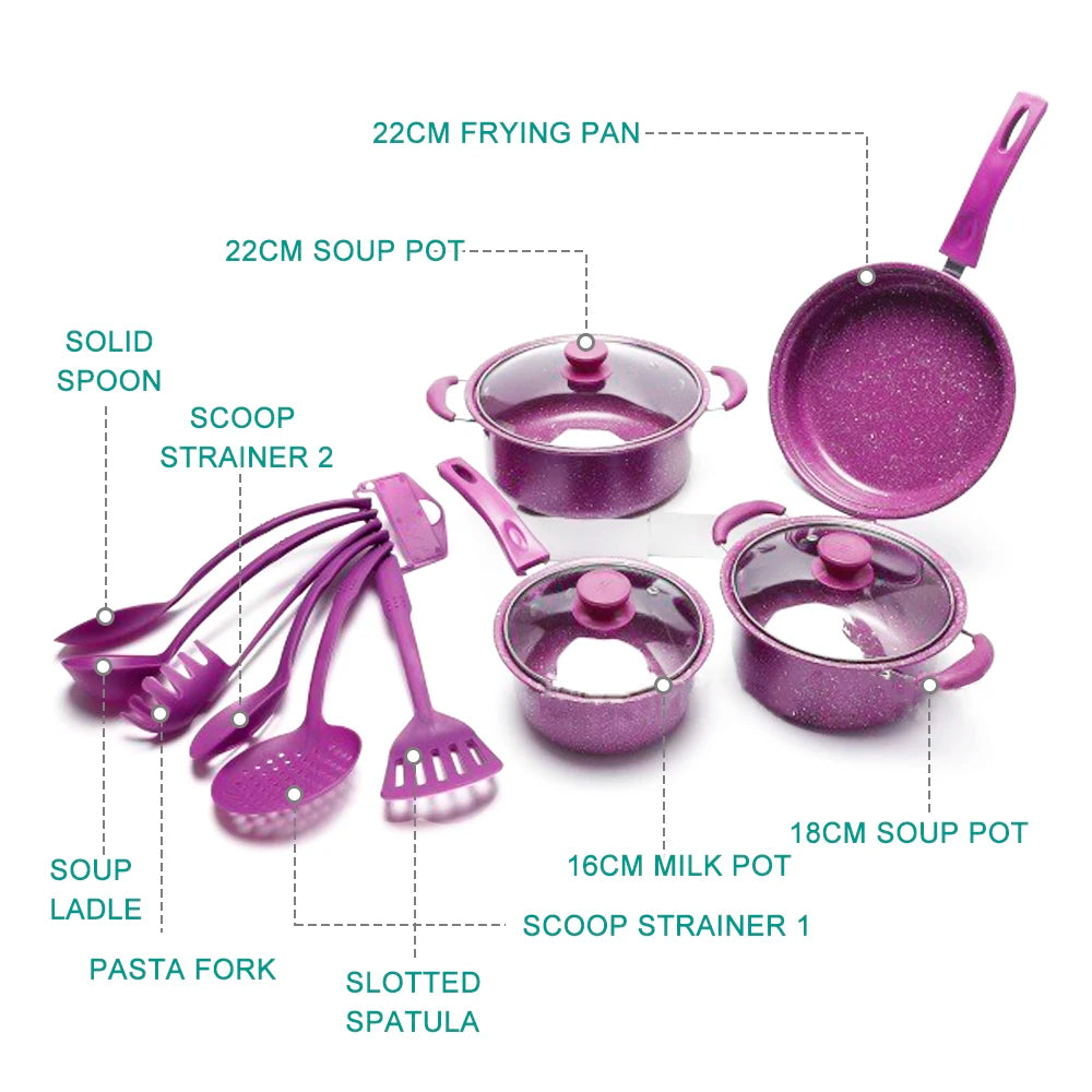 13-Pieces/Set Non-Stick Pots And Pans Set Kitchen