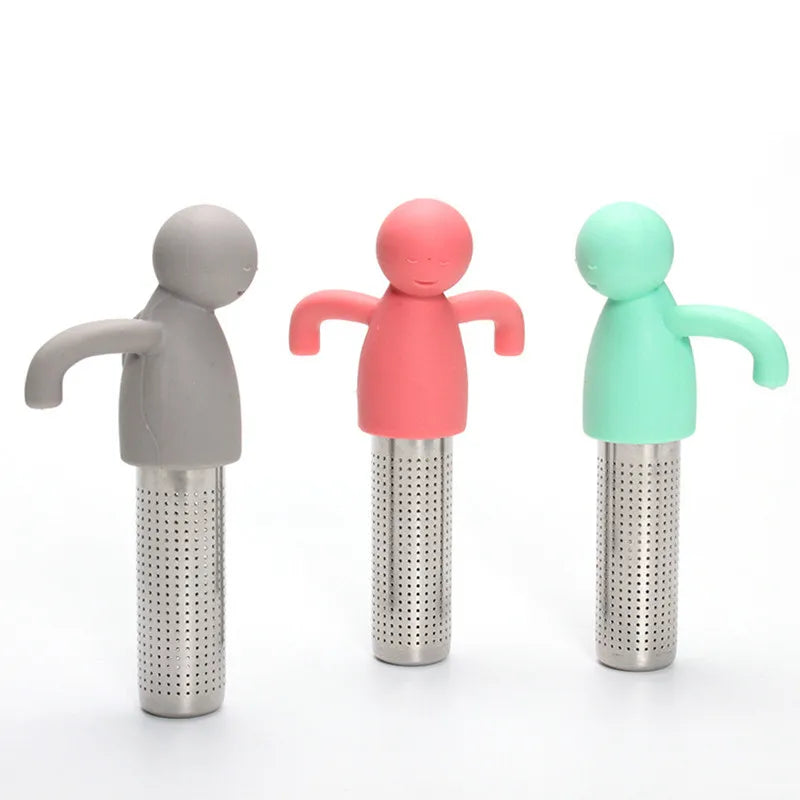 Creative Little Man Shape Silicone Stainless Steel Tea Infuser