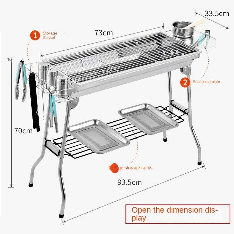 Household Barbecue Outdoor Thickened Stainless Steel Grill BBQ