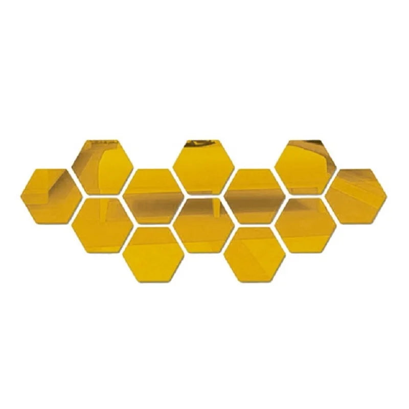 6/12pcs 3D Mirror Wall Sticker Hexagon