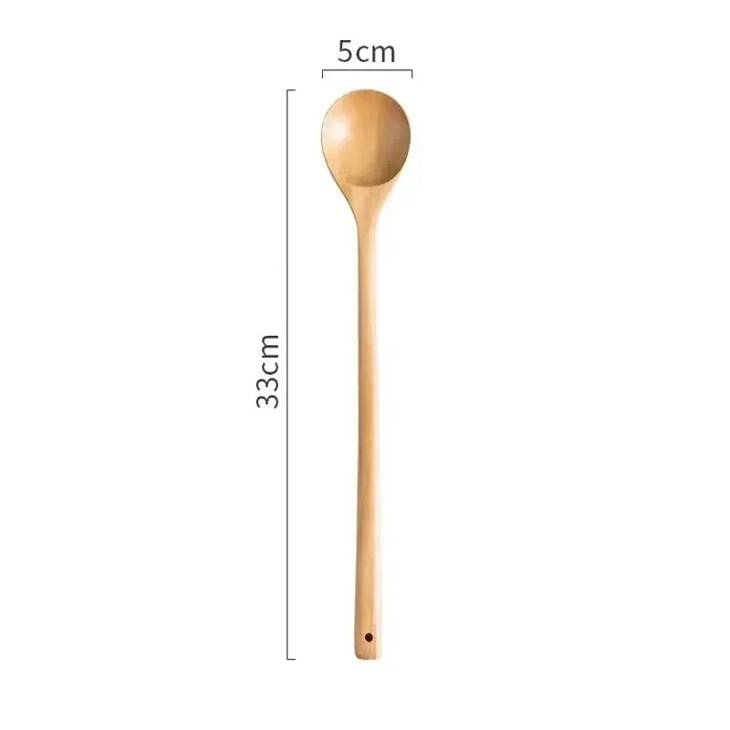 Long Wooden Stirring Spoon Natural Wood