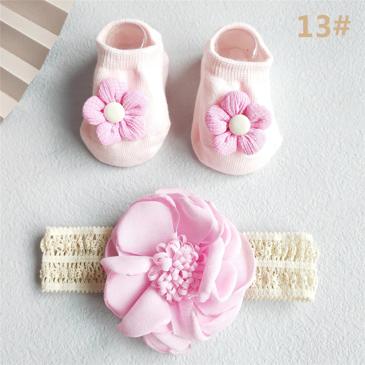 2Pcs/Set Lace Flower Baby Girl Headband Socks