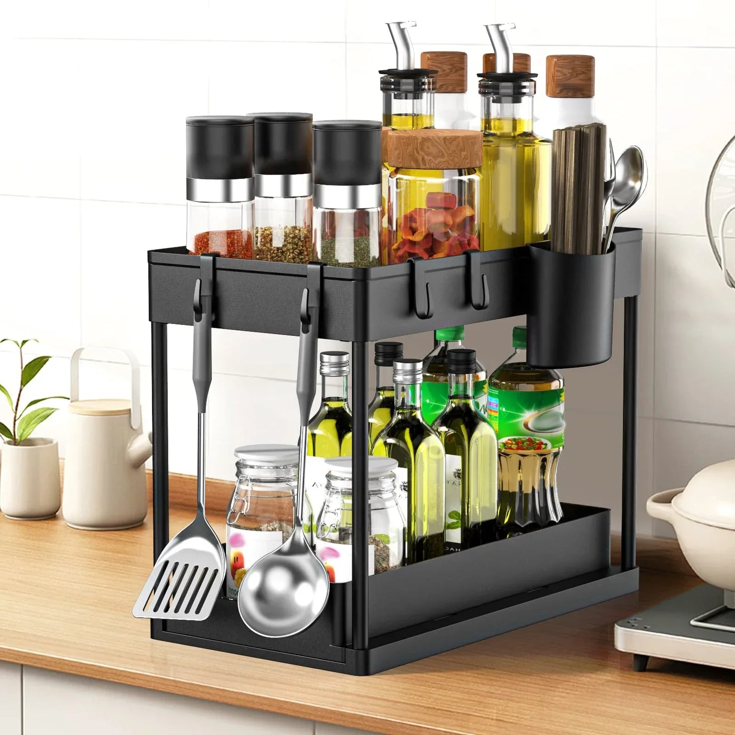 2 Tier Sliding Drawer Under Sink Storage Organizer