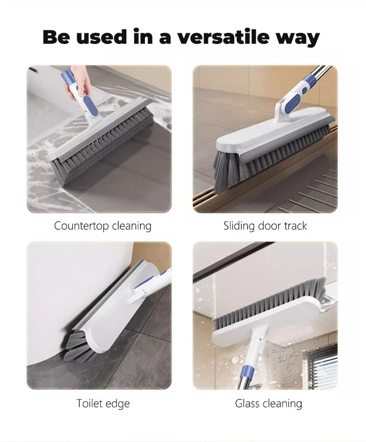 V-Shaped Gap Cleaning Brush with Squeegee Long Handle