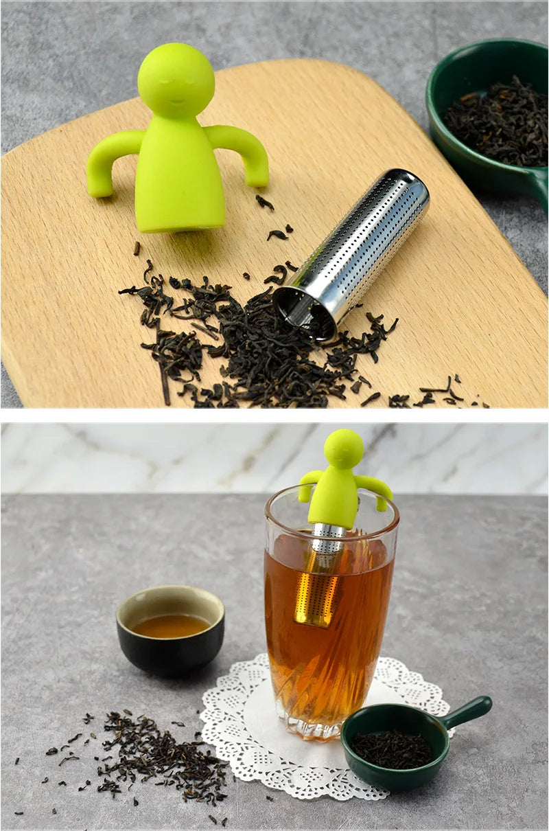 Creative Little Man Shape Silicone Stainless Steel Tea Infuser