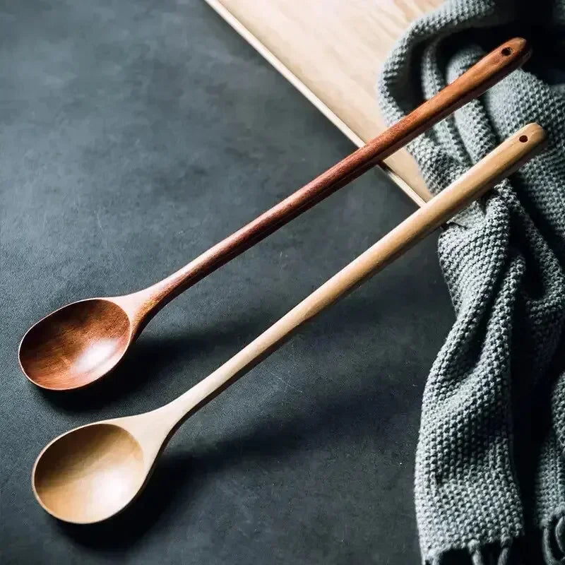 Long Wooden Stirring Spoon Natural Wood