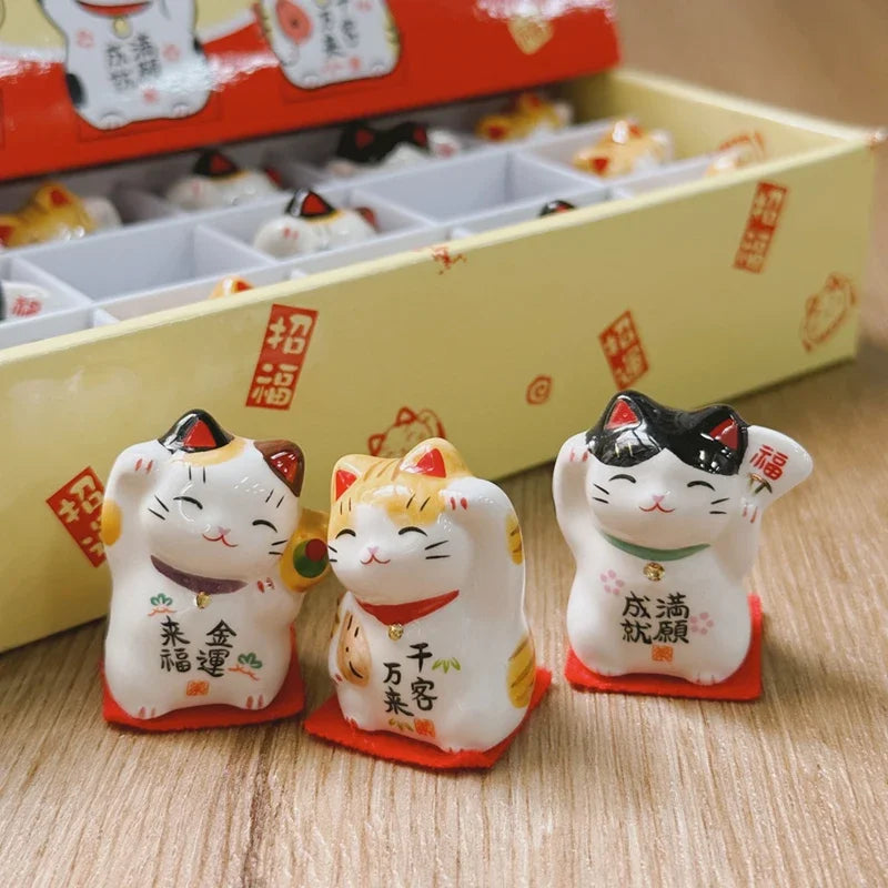 Pack of 3 Pieces Mini Ceramic Lucky Fortune Cat