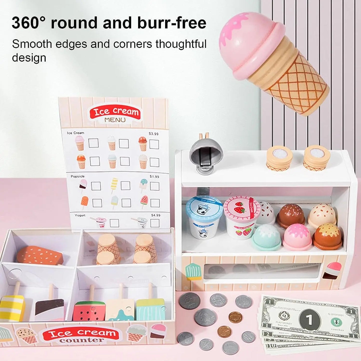 Wooden Simulated Ice Cream Toys