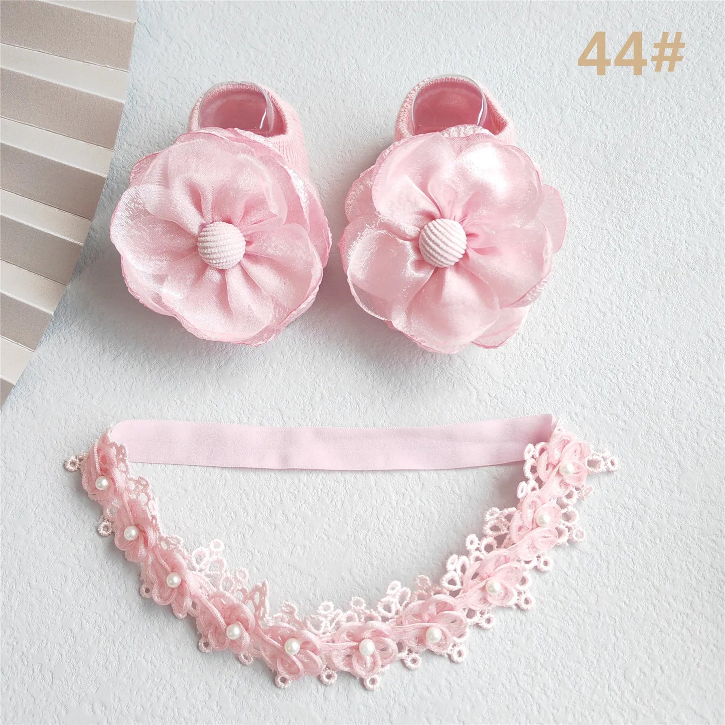 2Pcs/Set Lace Flower Baby Girl Headband Socks