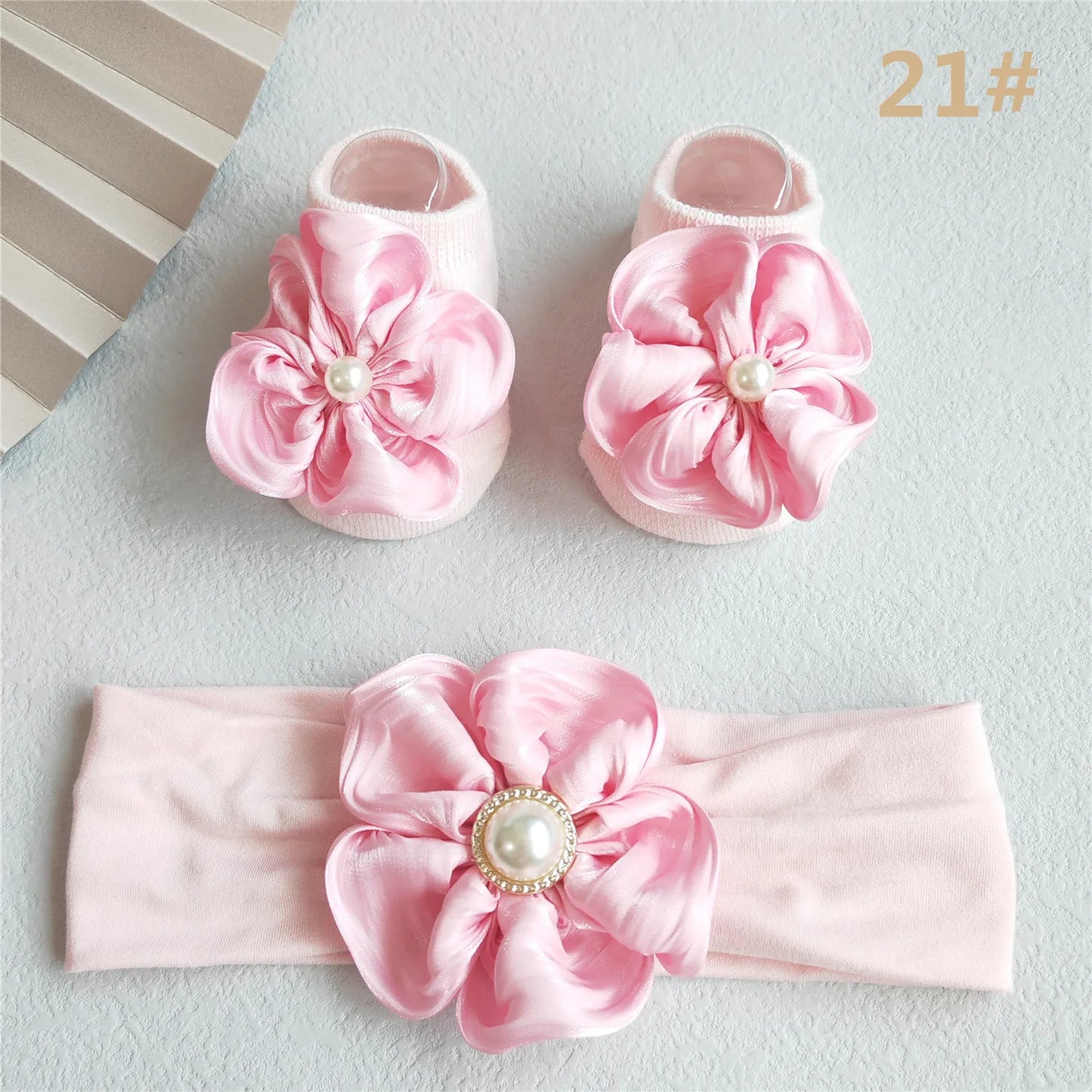 2Pcs/Set Lace Flower Baby Girl Headband Socks