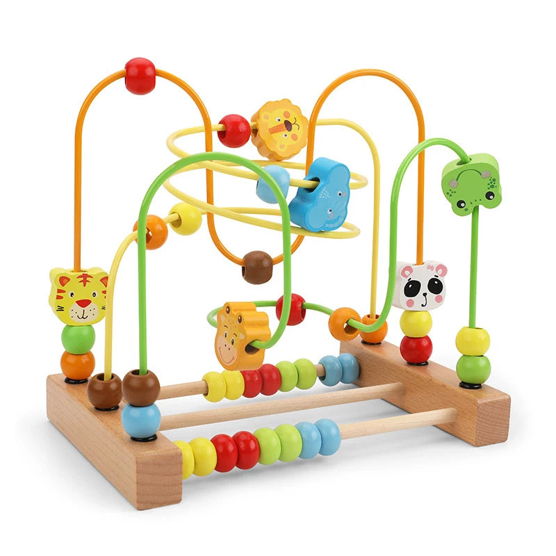 Baby Toys Wooden Roller Coaster Bead Maze Abacus Math