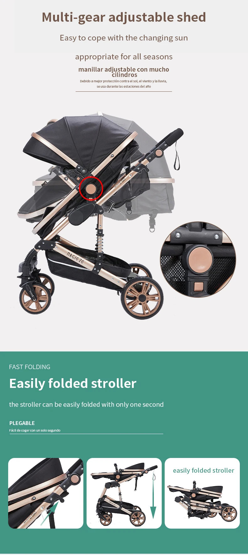 Baby Carriage 3 IN 1 Portable Travel Pram