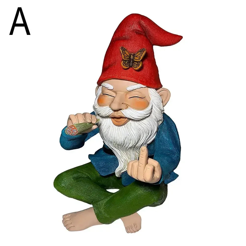 Garden Gnome Ornaments Resin Statue Figurine Smoking