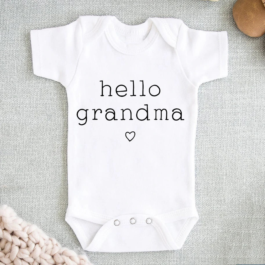 Hello Grandma Grandpa Newborn Baby Summer  Bodysuits