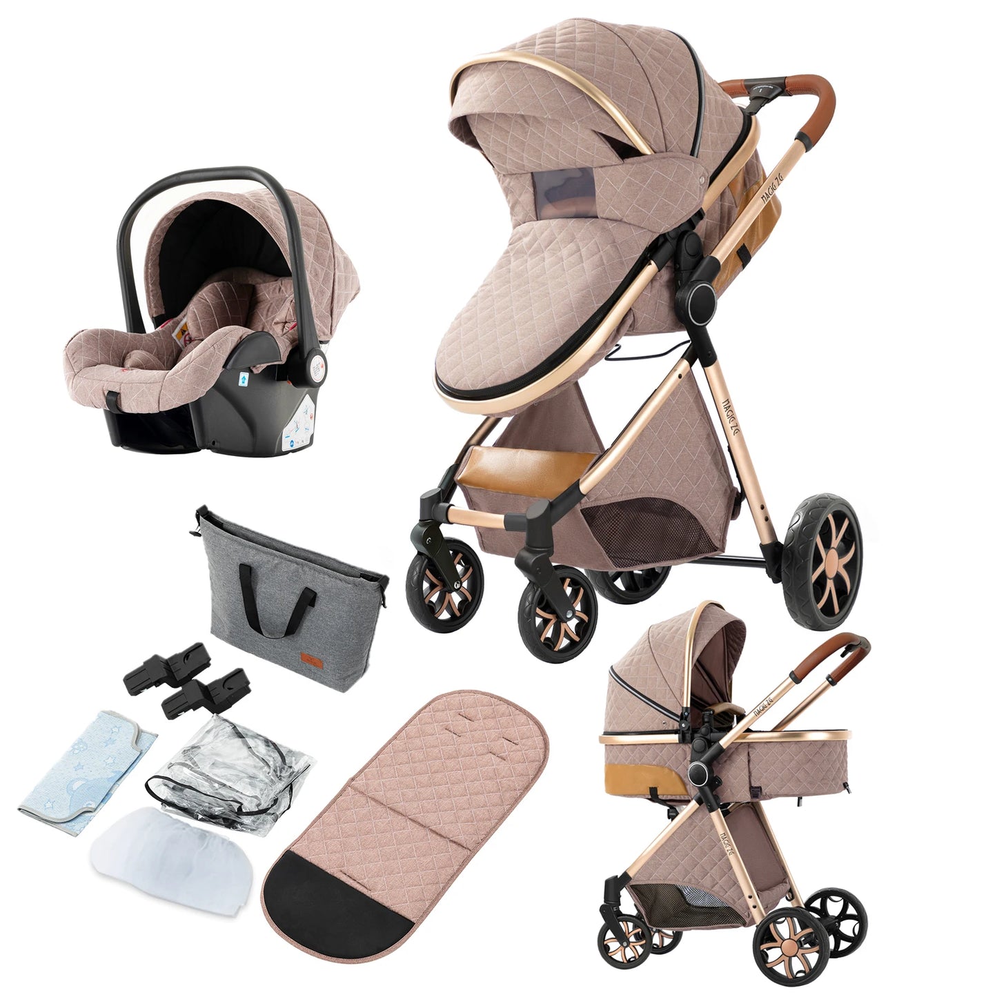 Baby Carriage 3 IN 1 Portable Travel Pram