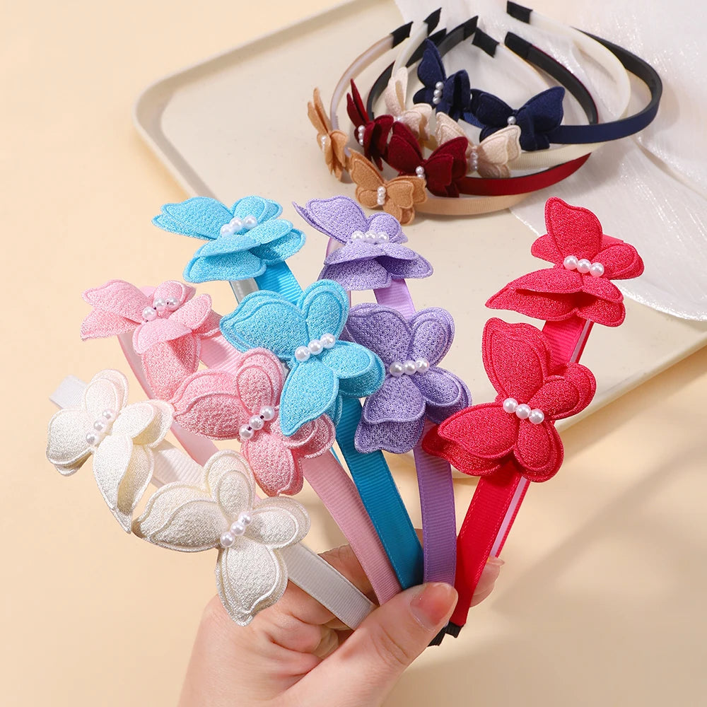 1Pcs Cute Girl Butterfly Hairband Simulated Pearl