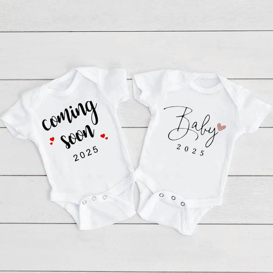 Baby Coming Soon 2025 Announcement Newborn Bodysuit