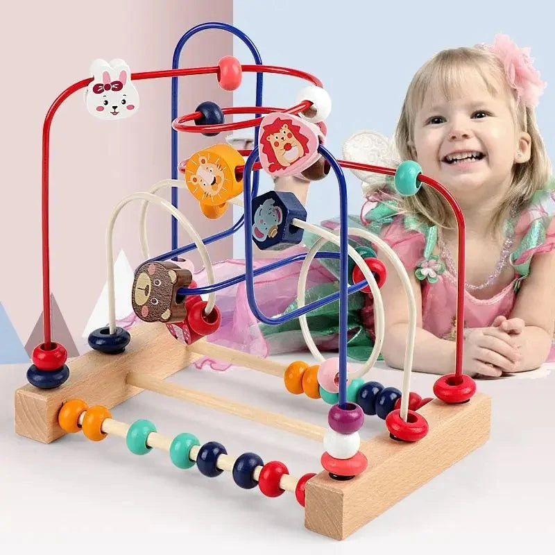 Baby Toys Wooden Roller Coaster Bead Maze Abacus Math