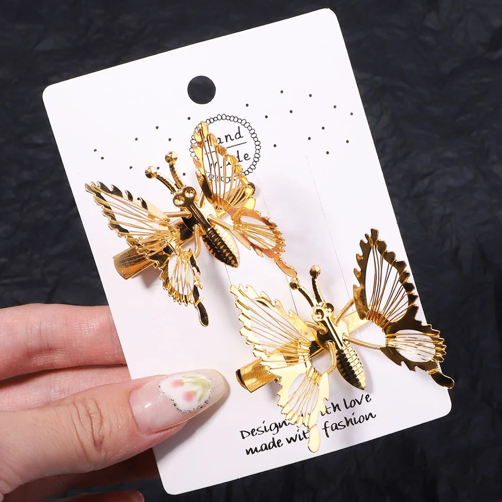 2pcs/set Metal Clip Move Simulation Butterfly