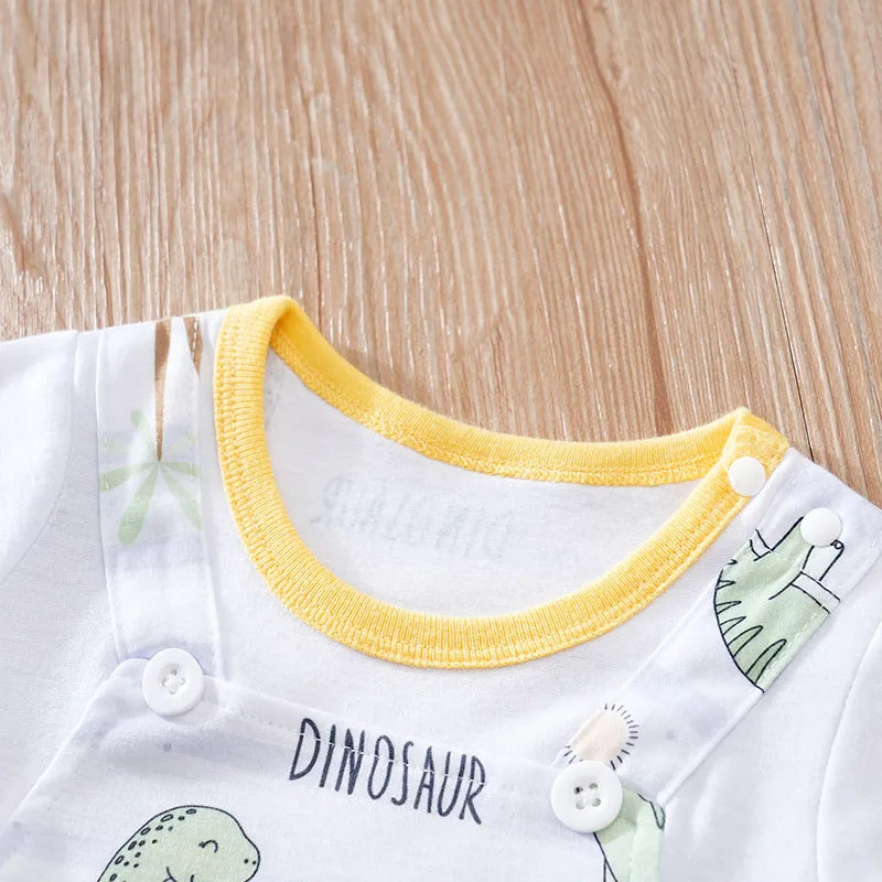 Summer Newborn Boys And Girls Cute Short Sleeve Jumpsuit