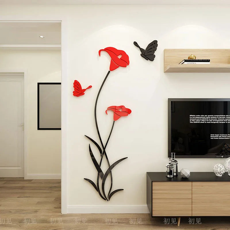 3D Mirror Flower Wall Sticker Large