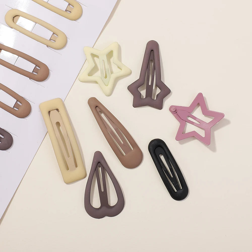 10pcs Kawaii Geometric Metal Hairpins Set