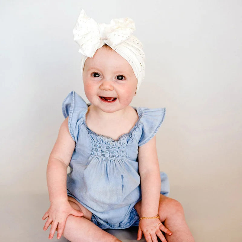 3Pcs Summer Baby Bow Turban Hat Elastic