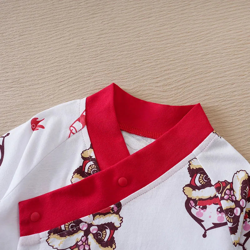 Baby Jumpsuit With Chinese Style Lion Elements