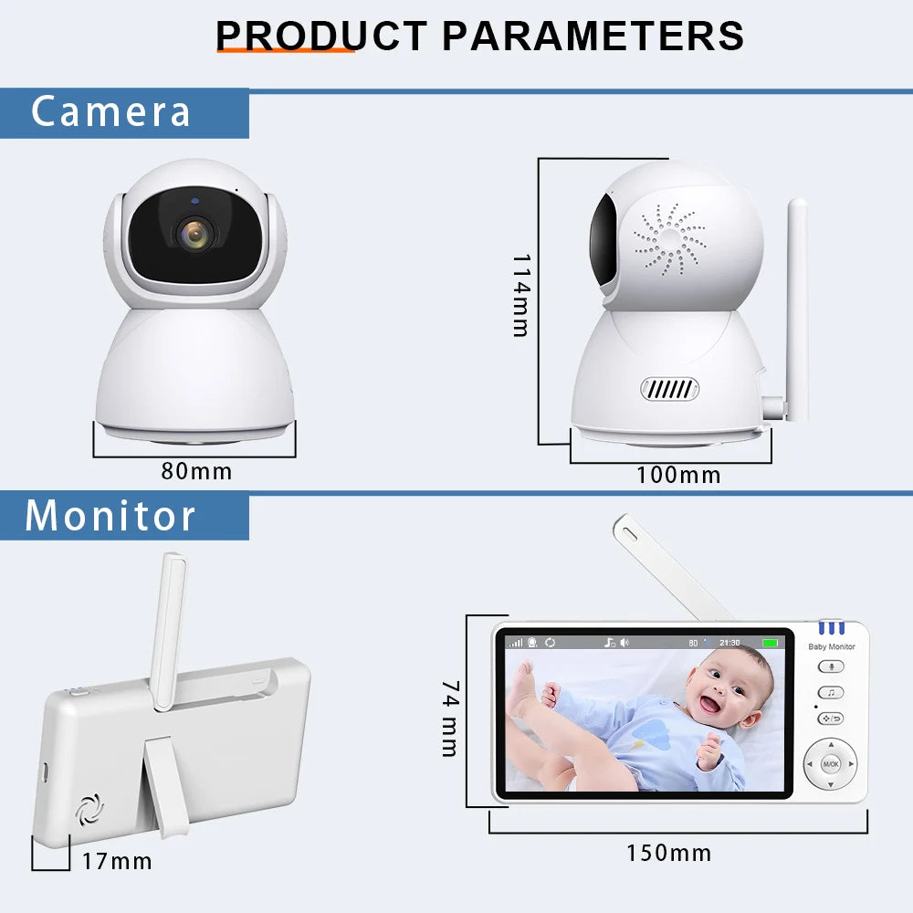 5"IPS Video Baby Monitor With Pan Tilt