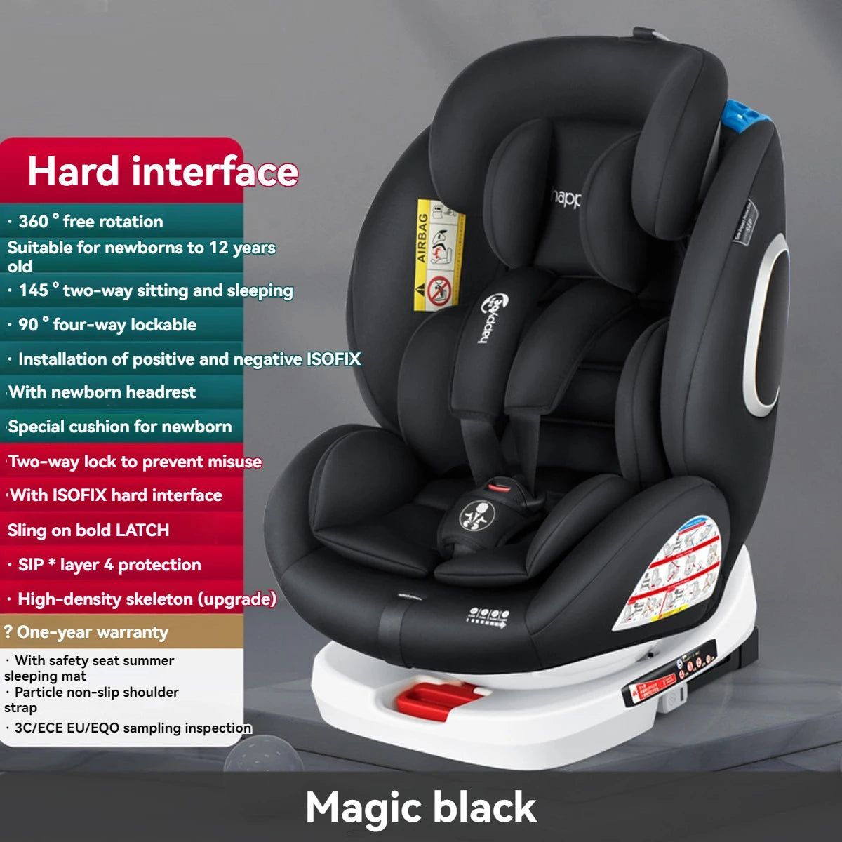 360-degree rotating child safety seat 0-12 years old