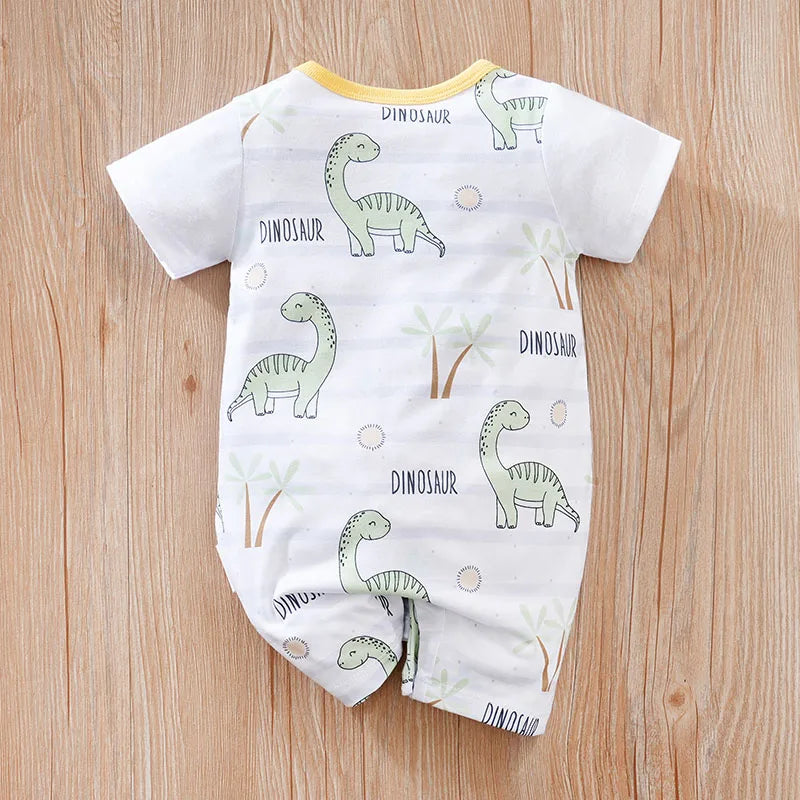 Summer Newborn Boys And Girls Cute Short Sleeve Jumpsuit