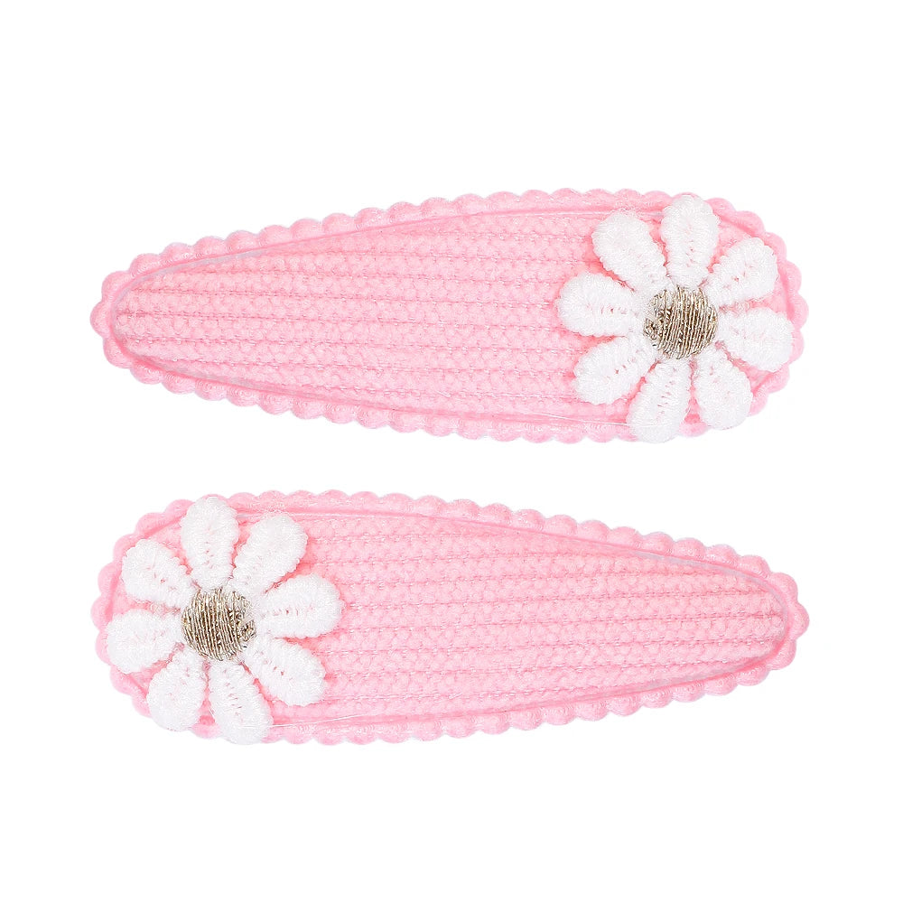 10Pcs Lovely Cloth Hair Clip Flower Embroidery