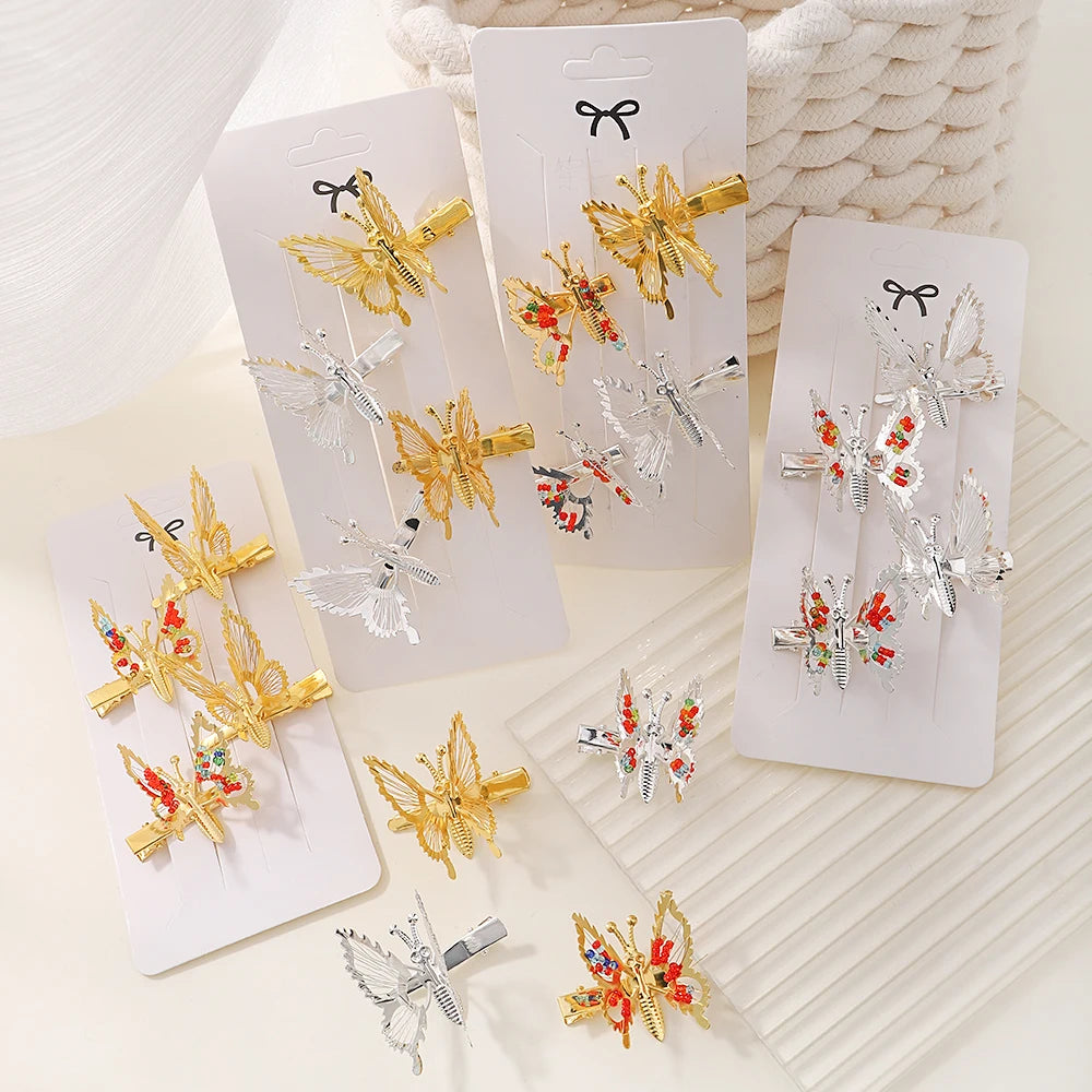 2pcs/set Metal Clip Move Simulation Butterfly