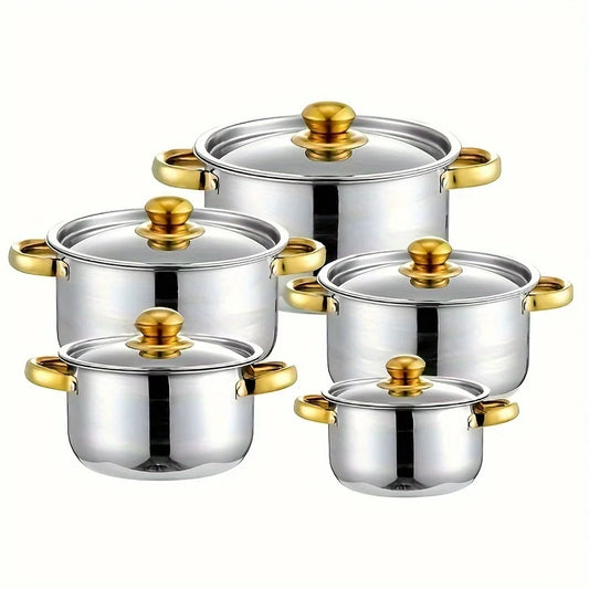 5Piece Golden Stainless Steel Cookware Set