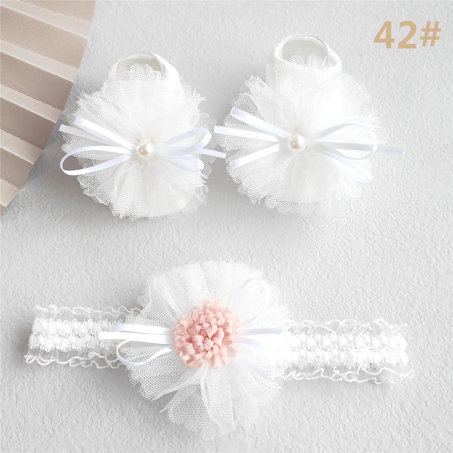 2Pcs/Set Lace Flower Baby Girl Headband Socks