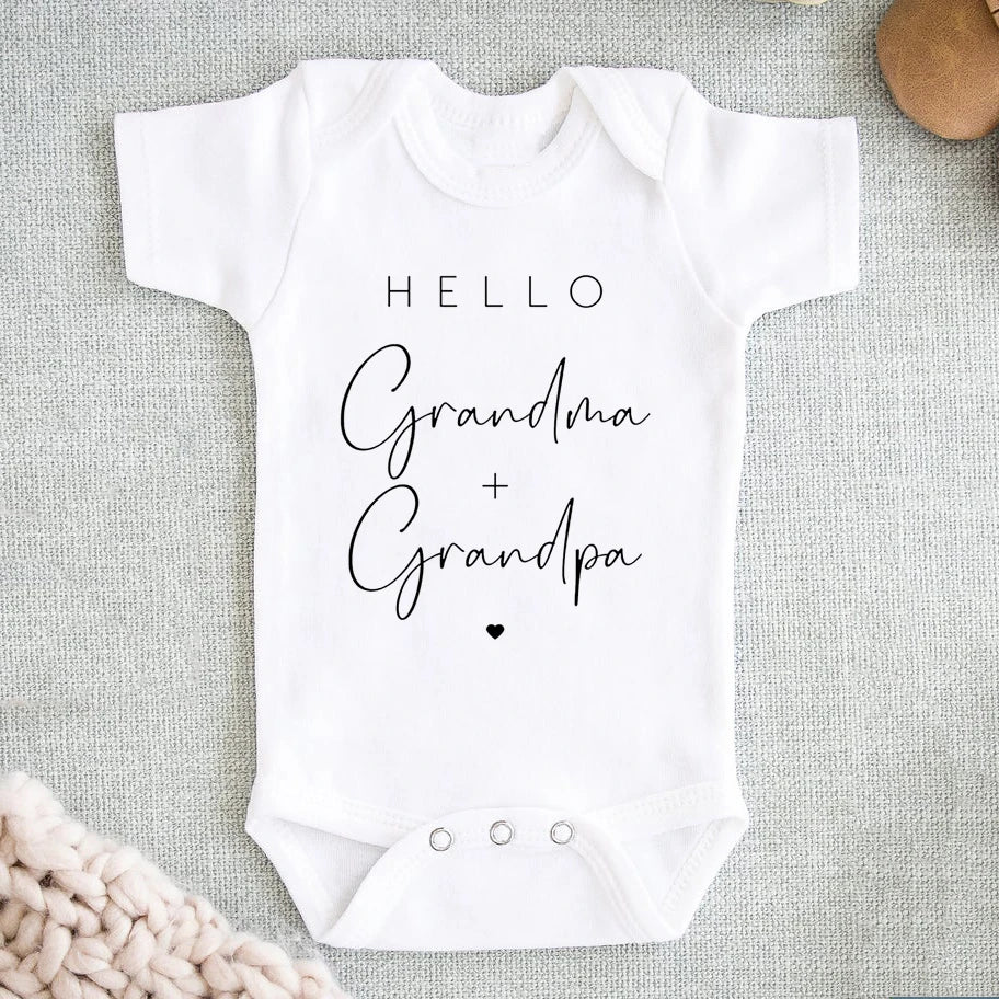 Hello Grandma Grandpa Newborn Baby Summer  Bodysuits