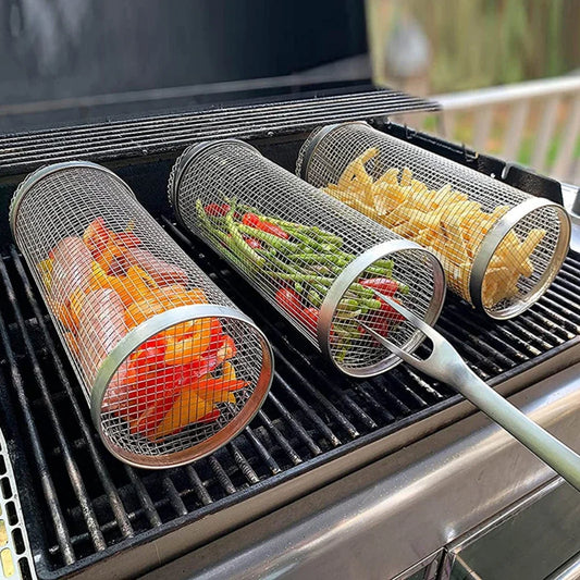 BBQ Basket Stainless Steel Rolling Grilling