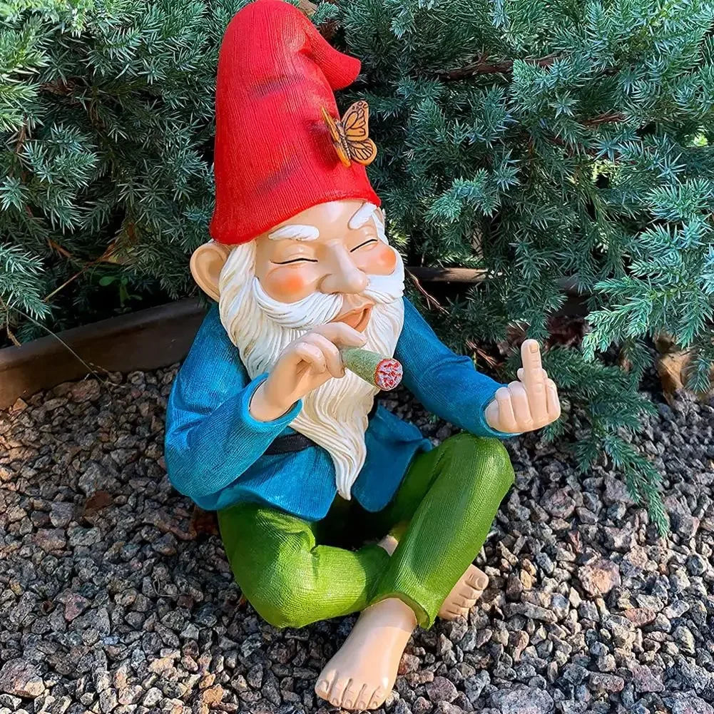 Garden Gnome Ornaments Resin Statue Figurine Smoking