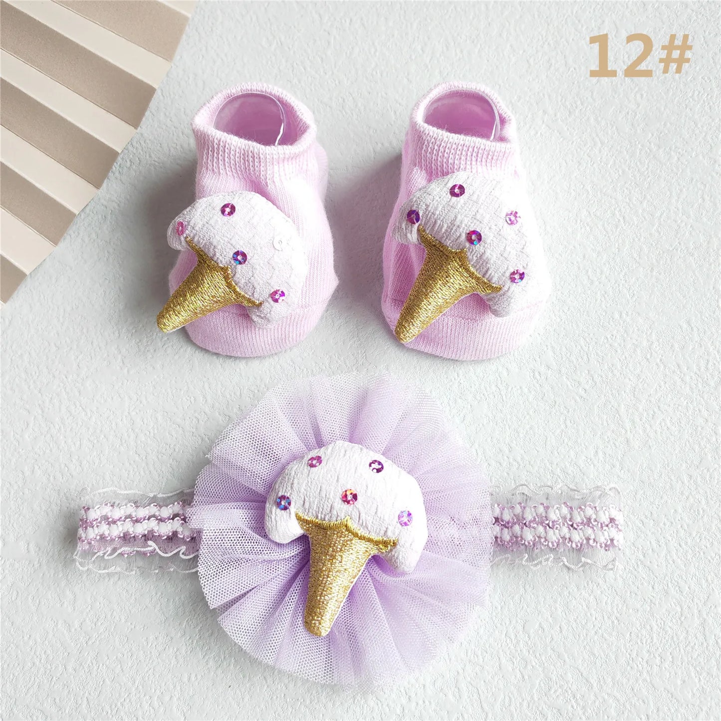 2Pcs/Set Lace Flower Baby Girl Headband Socks