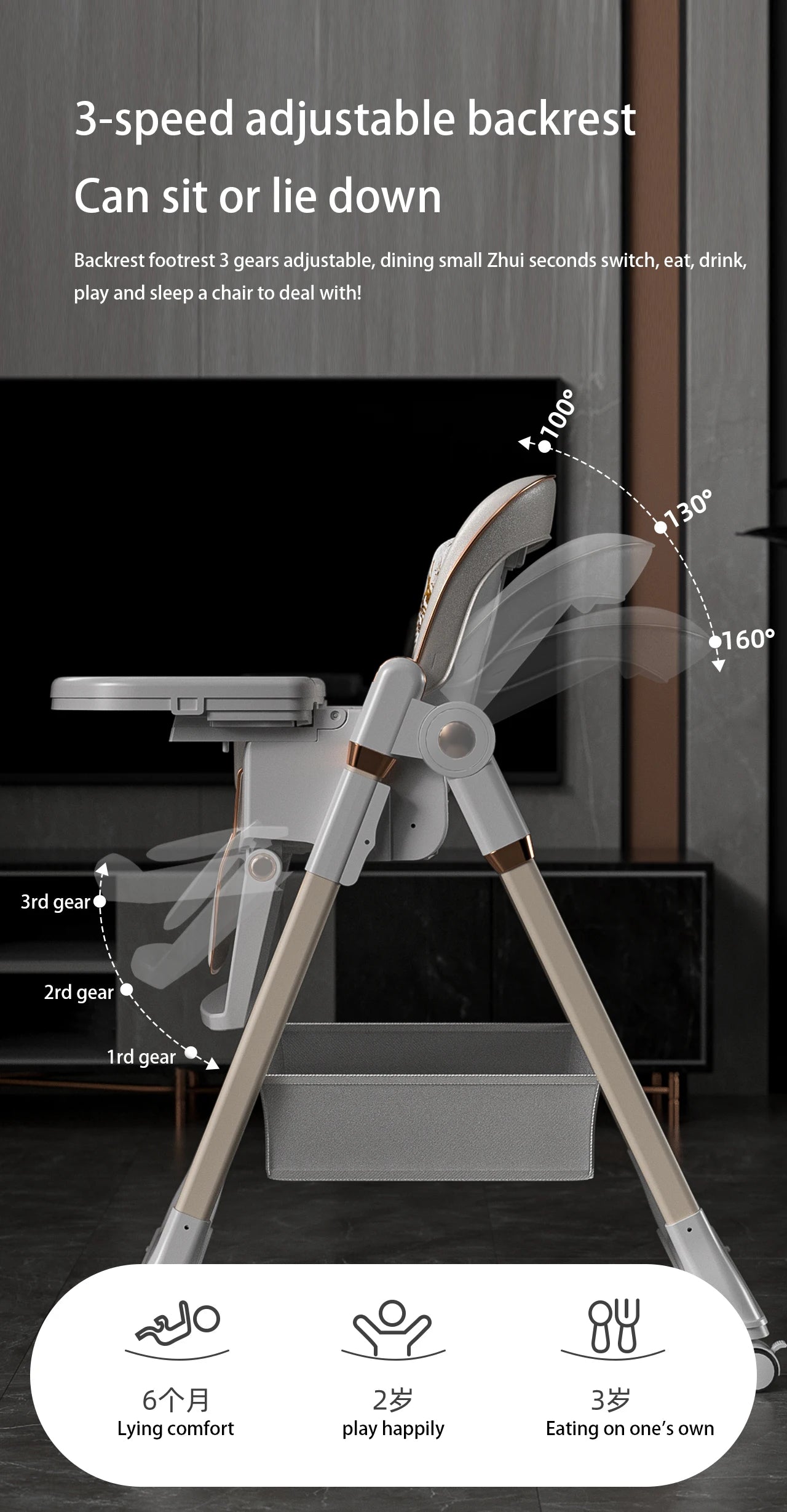 Baby Feeding Table Chair with Wheels