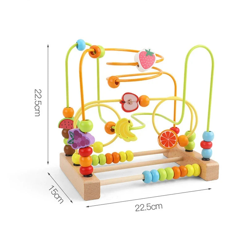 Baby Toys Wooden Roller Coaster Bead Maze Abacus Math