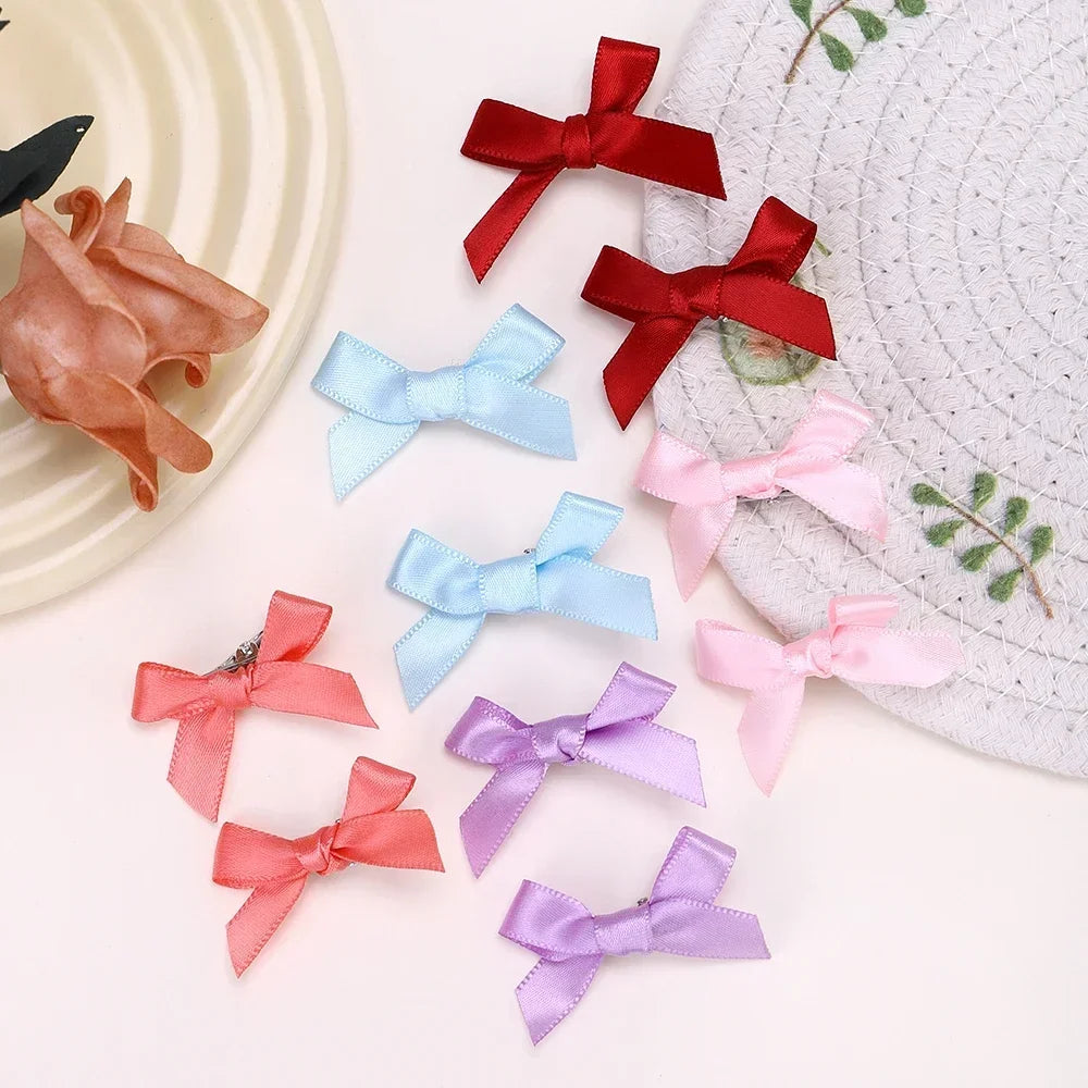 24Pcs Girls Bows Mini Hair Clips  Handmade