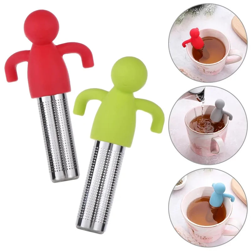 Creative Little Man Shape Silicone Stainless Steel Tea Infuser