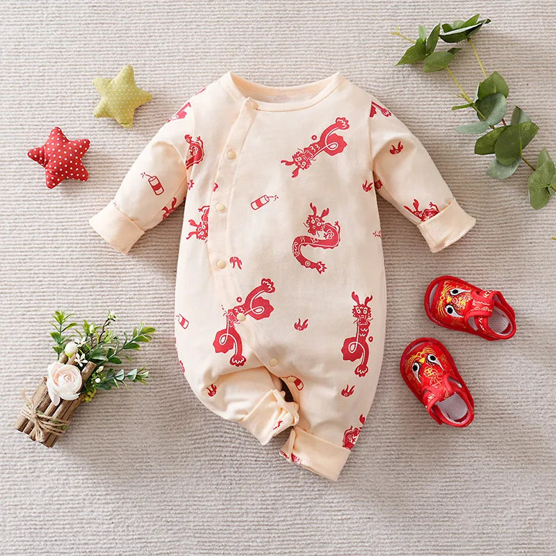 Baby Jumpsuit Aged 0-18 Months Made Of Pure Cotton And Long Sleeved