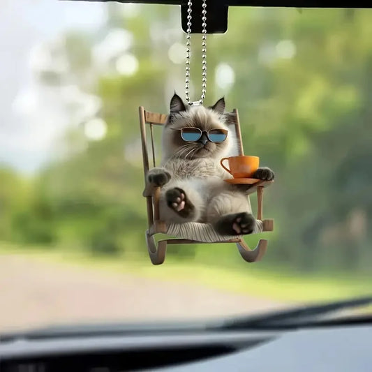 Acrylic 2d Cute Cat Decorative Realistic Animal Hanging