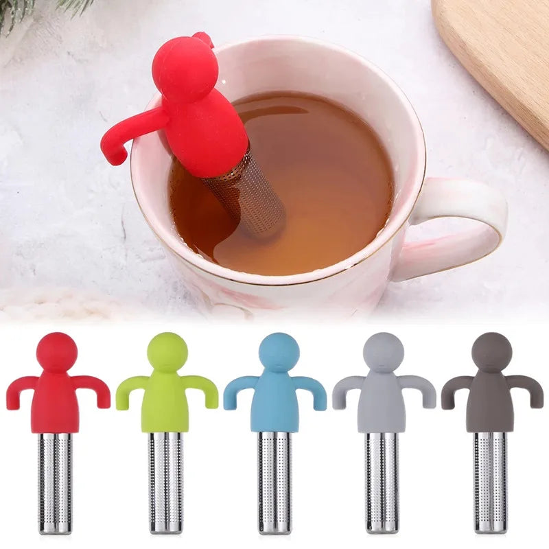 Creative Little Man Shape Silicone Stainless Steel Tea Infuser