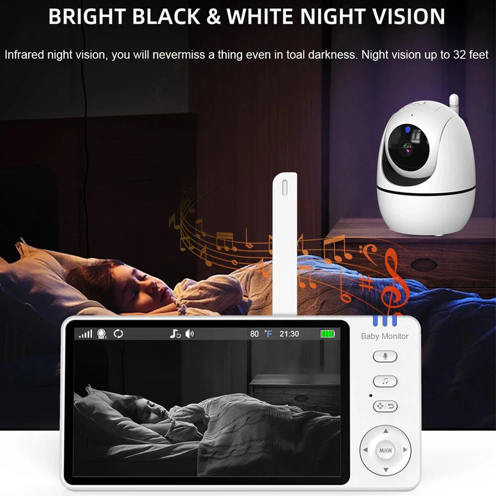 Camera 2.4G Mother Kids Surveillance PTZ Video Cams Temperture Display Home Security Cam