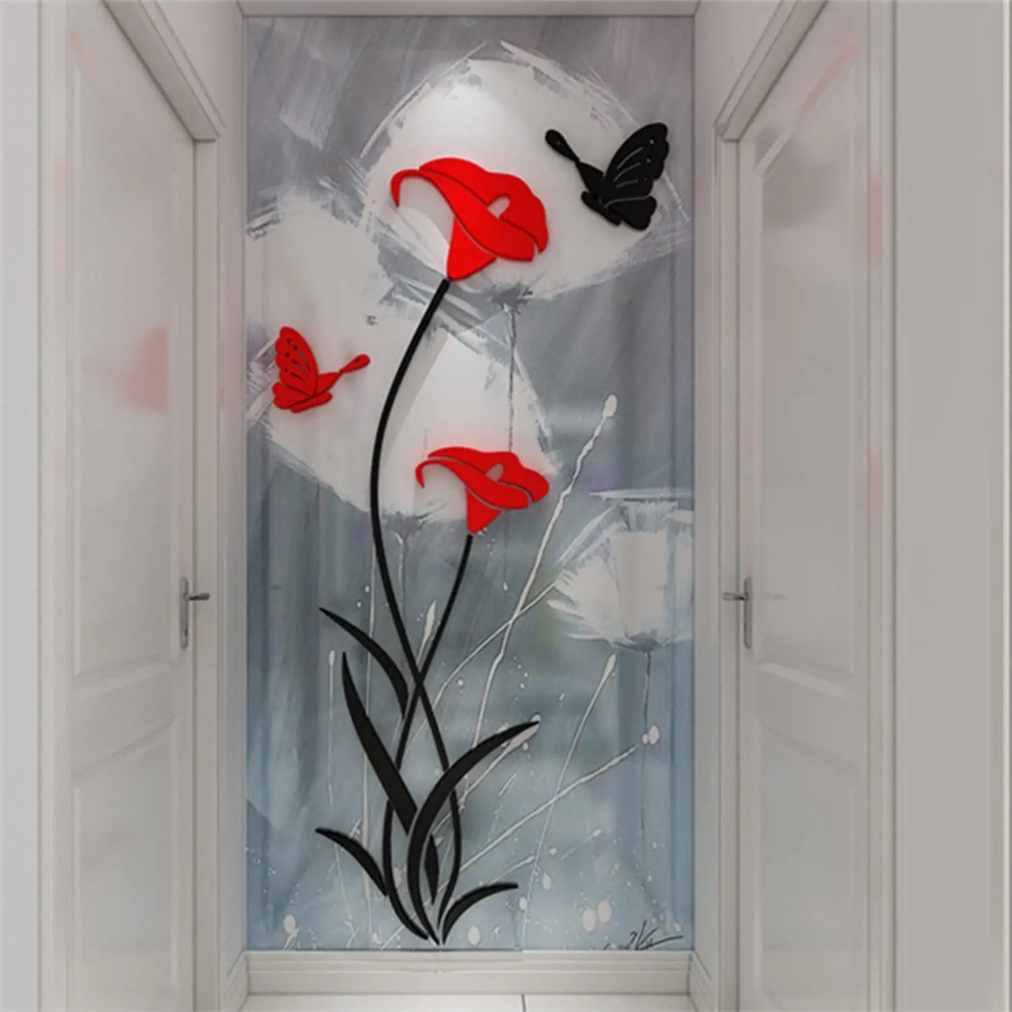 3D Mirror Flower Wall Sticker Large